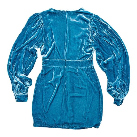 NEON BLONDE Blue Mini Dress with Deep V-Neck - Picture 4 of 8